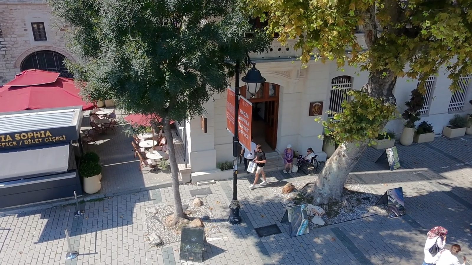 The shaded terrace on Sultanahmet Square, next to the Hagia Sophia ticket office